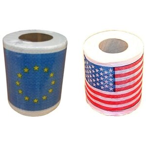 Сувенирный набор "Наши Партнеры"туалетная бумага "Евро флаг" и "Флаг США"2 шт.