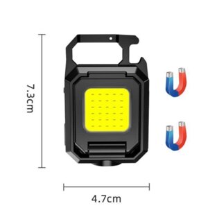 Светодиодный портативный мини фонарик 800Lm COB, карманный фонарь брелок мультитул на магните и аккумуляторе с карабином. 2 лампы