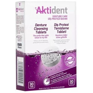 Таблетки Aktident для очистки съемных зубных протезов, 30 шт