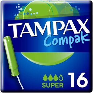 TAMPAX тампоны Compak Super с аппликатором, 3 капли, 16 шт.