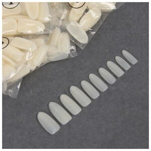 Типсы для ногтей, форма овал, 500 шт, в пакете, 10 размеров, цвет слоновая кость