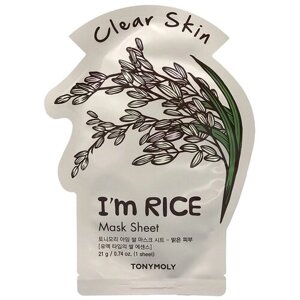 TONYMOLY Очищающая тканевая маска для лица с экстрактом риса I'm RICE Mask Sheet Clear Skin