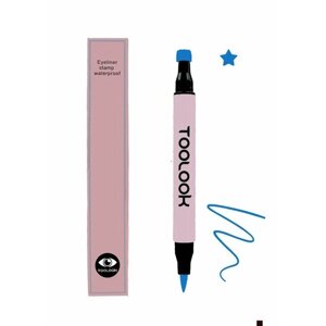 TooLook Цветная подводка фломастер для глаз со штампом Звезда №19 голубая