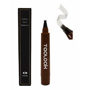 TooLook Карандаш для бровей с эффектом микроблейдинга, водостойкий маркер, лайнер, тон №5 тёмно-коричневый 3.5 мл
