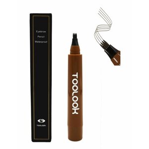 TooLook Карандаш для бровей с эффектом микроблейдинга, водостойкий маркер, лайнер, тон №6 серо-коричневый3.5 мл