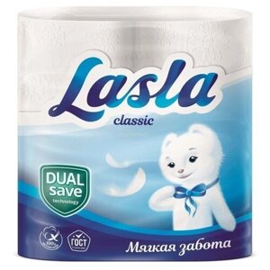 Туалетная бумага 2-слойная Lasla Classic, 4 шт