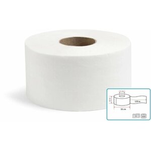 Туалетная бумага белая с перфорацией, для диспенсера, 2 слоя, 120 метров (12 шт)