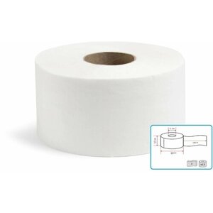 Туалетная бумага белая с перфорацией, для диспенсера, 2 слоя, 160 метров (12 шт)