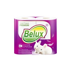 Туалетная бумага Belux Premium белая трехслойная 4 рул.