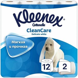 Туалетная бумага Clean Care Delicate white 12 рулонов 2 слоя