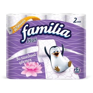 Туалетная бумага Familia Plus Волшебный цветок 12 рул., белый