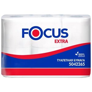 Туалетная бумага Focus Extra белая двухслойная 5042265 6 рул., белый, без запаха