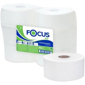 Туалетная бумага Focus Jumbo Eco 525 белая однослойная 5050777 6 рул.