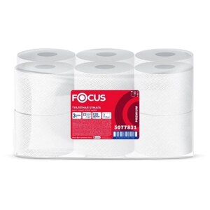 Туалетная бумага Focus Jumbo Premium NEW белая трехслойная 5077831 12 рул.