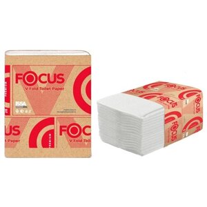 Туалетная бумага Focus Premium V-сложения белая двухслойная 5049979, 30 уп. 30 шт. 250 лист., белый, без запаха