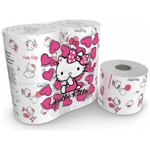 Туалетная бумага "Hello Kitty" с рисунком, Kartika Collection, 3 сл, 4 рул/200 л, World Cart