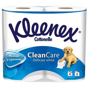 Туалетная бумага Kleenex Clean care Delicate white двухслойная 4 рул.