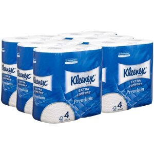 Туалетная бумага Kleenex Premium Extra Comfort 8484 ( Клинекс Премиум Экстра Комфорт ) / четырёхслойная , 6 упаковок ( 24 рулона )