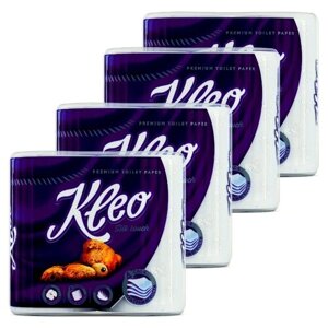 Туалетная бумага Kleo "Silk Touch" 4 слоя, 4 упаковки по 4 рулона