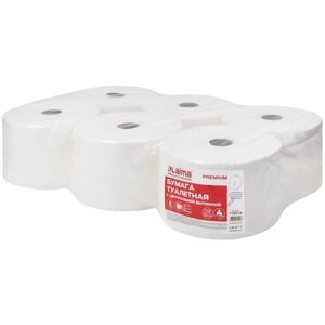 Туалетная бумага Лайма Premium двухслойная 112514 6 рул. 1150 лист., белый, без запаха