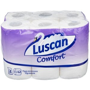 Туалетная бумага Luscan Comfort белая двухслойная 12 рул.