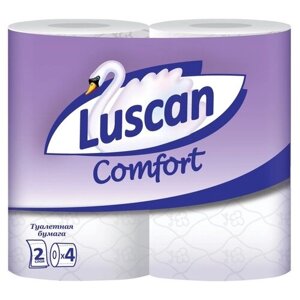 Туалетная бумага Luscan Comfort белая двухслойная 4 рул.