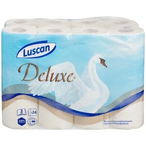 Туалетная бумага Luscan Deluxe белая трёхслойная 24 рул.