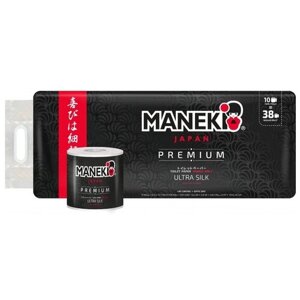 Туалетная бумага Maneki PREMIUM Black&White Жасмин трёхслойная 10 рул.
