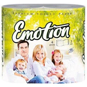 Туалетная бумага Мягкий знак Emotion Family белая трехслойная 4 рул.