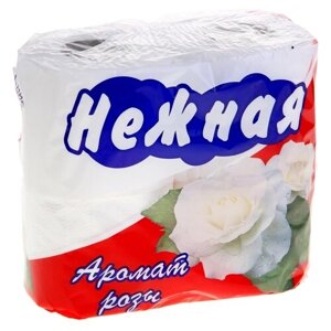 Туалетная бумага «Нежная» со втулкой аромат розы 2 слоя 4 рулона
