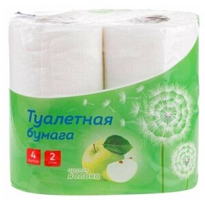 Туалетная бумага OFFICECLEAN 2-слойная, 4шт, тиснение, белая, яблоко