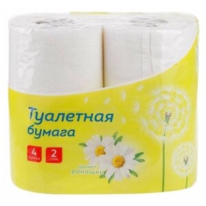 Туалетная бумага OfficeClean аромат ромашки, двухслойная 4 рул.