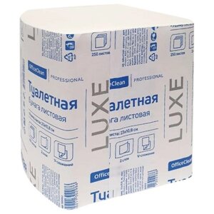 Туалетная бумага OfficeClean Professional V-сложения двухслойная 250 листов, 30 уп. 250 лист.