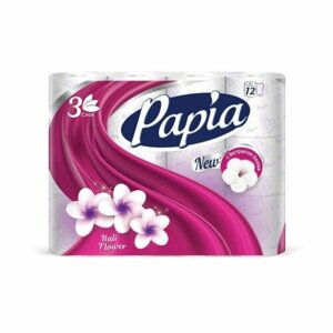 Туалетная бумага PAPIA Цветы Бали 3-х слойная 12 шт