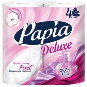 Туалетная бумага Papia Deluxe Dolce Vita белая четырёхслойная 4 рул.