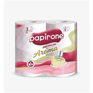 Туалетная бумага PAPIRONE Aroma белая трехслойная, 4 шт, ароматизированная