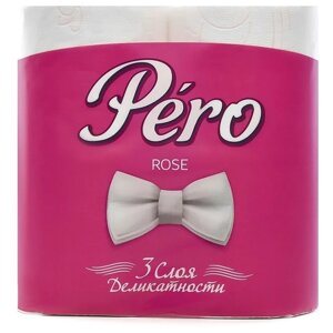 Туалетная бумага PERO ROSE 3-слойная, 4 рулона