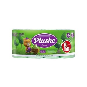 Туалетная бумага Plushe Classic двухслойная 8 рул. 143 лист., зеленое яблоко