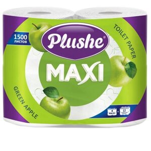 Туалетная бумага Plushe Maxi Green apple белая двухслойная 4 рул.
