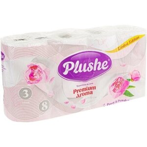 Туалетная бумага "Premium Aroma", Plushe, 3 слоя, 8 рулонов. цветы