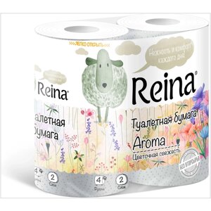 Туалетная бумага Reina Aroma Цветочная свежесть белая двухслойная 4 рул.