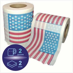 Туалетная бумага сувенирная "Американский флаг" с рисунком, 2 рулона