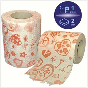 Туалетная бумага сувенирная "Сердечки", с рисунком, 1 рулон