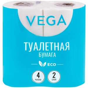 Туалетная бумага VEGA белая двухслойная, 315616 4 рул.
