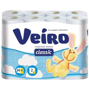 Туалетная бумага Veiro Classic белая, 2 уп. 24 рул.