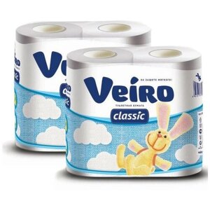 Туалетная бумага Veiro Classic белая, 2 уп. 4 рул.