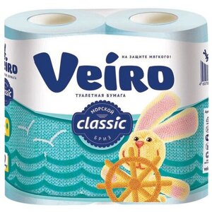 Туалетная бумага Veiro Classic Морской бриз двухслойная 4 рул.