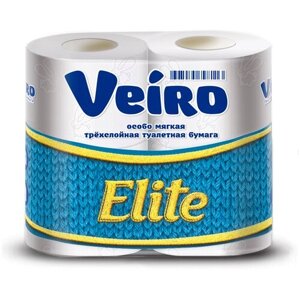 Туалетная бумага Veiro Elite белая трёхслойная 4 рул.