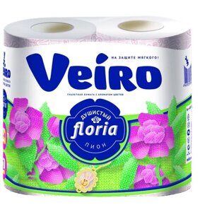 Туалетная бумага Veiro Floria Душистый пион двухслойная 4 рул., пион