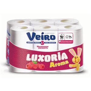 Туалетная бумага Veiro Luxoria Aroma Малиновая свежесть трехслойная 12 шт. 29 лист., белый